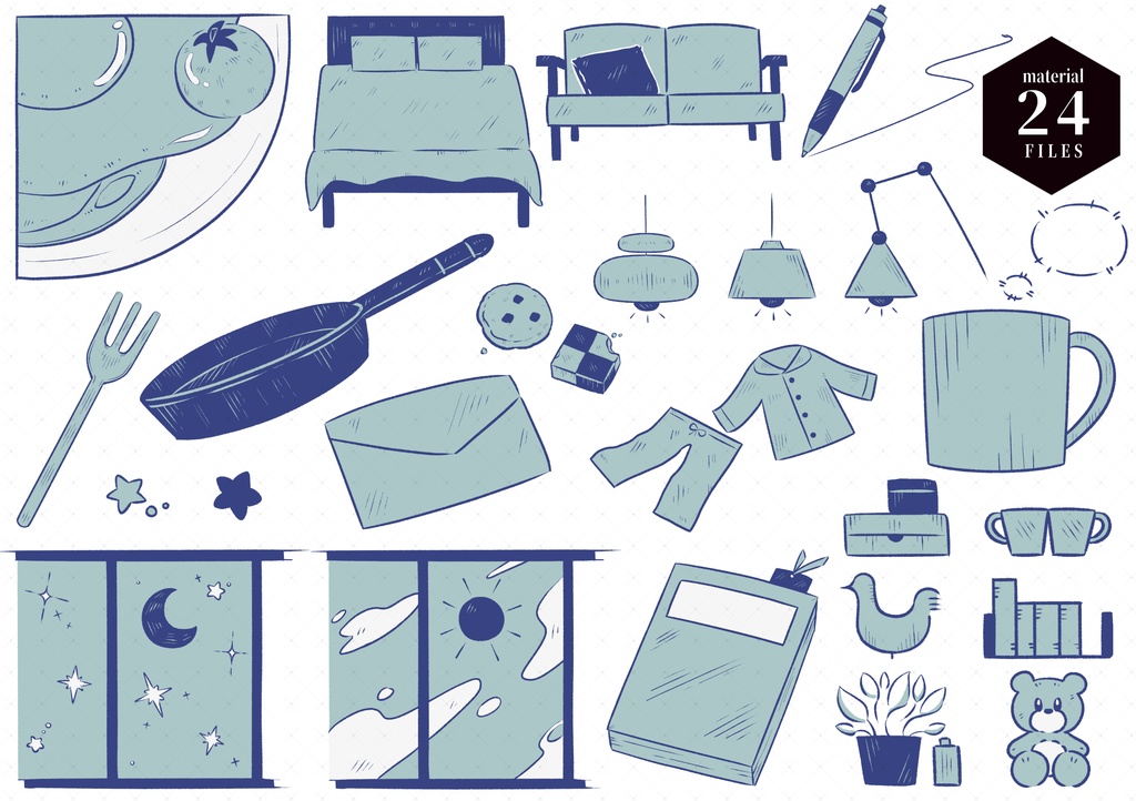 【APNG有】家での日常をテーマにしたココフォリア素材