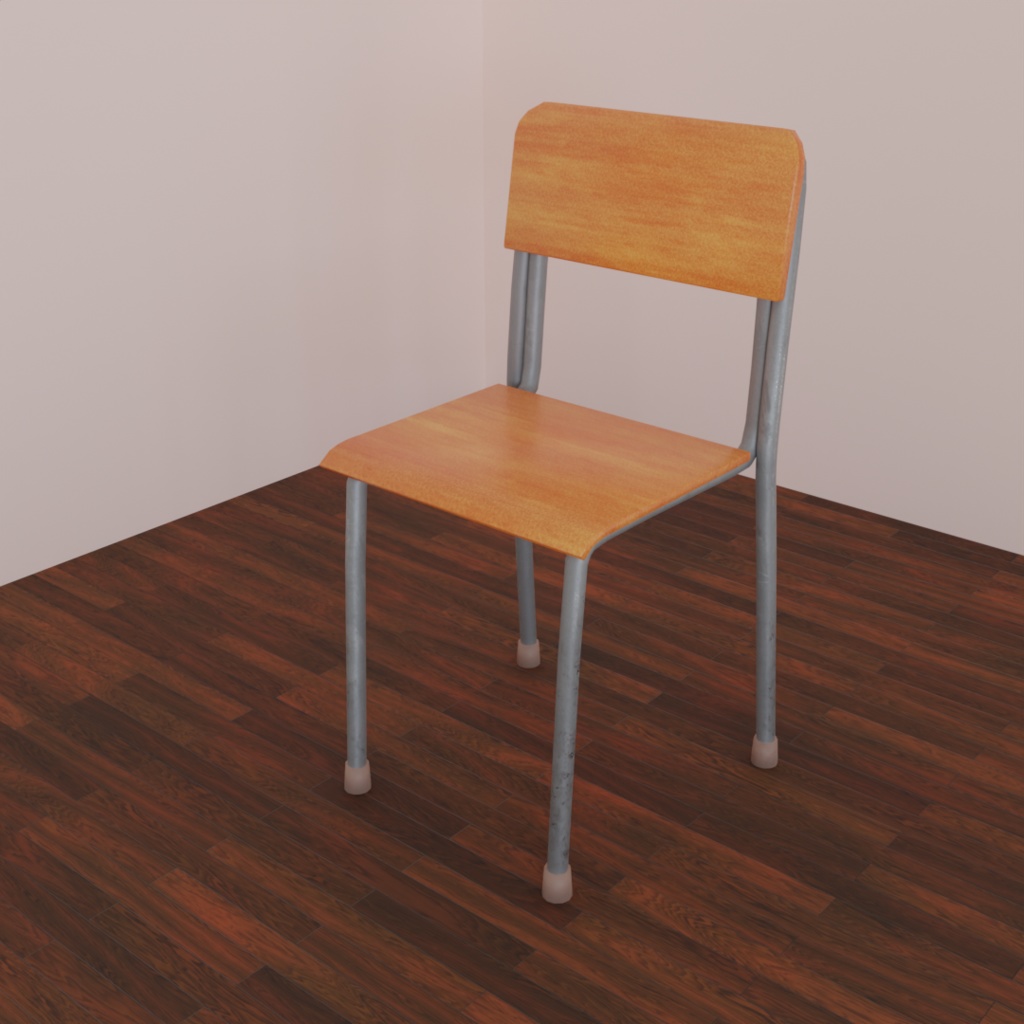 学校の椅子と机(3Dデータ)