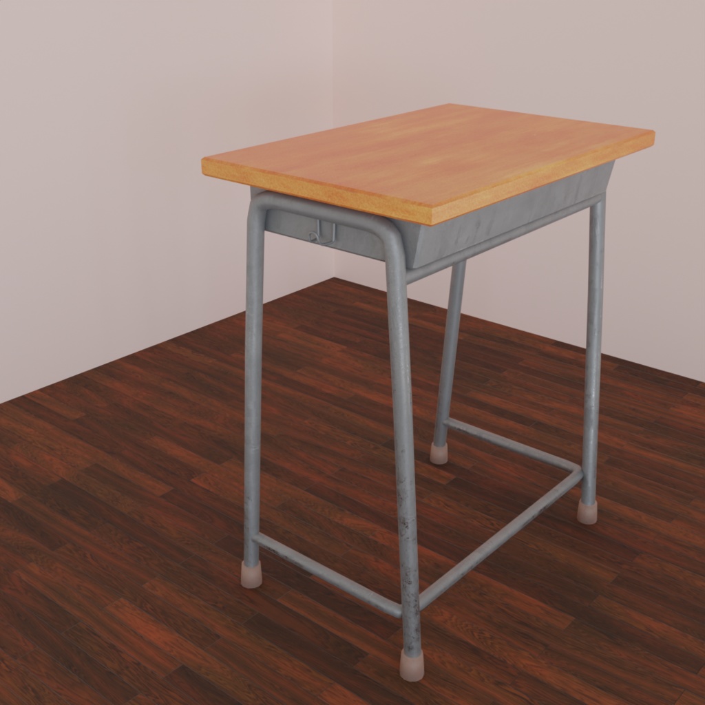 学校の椅子と机(3Dデータ)