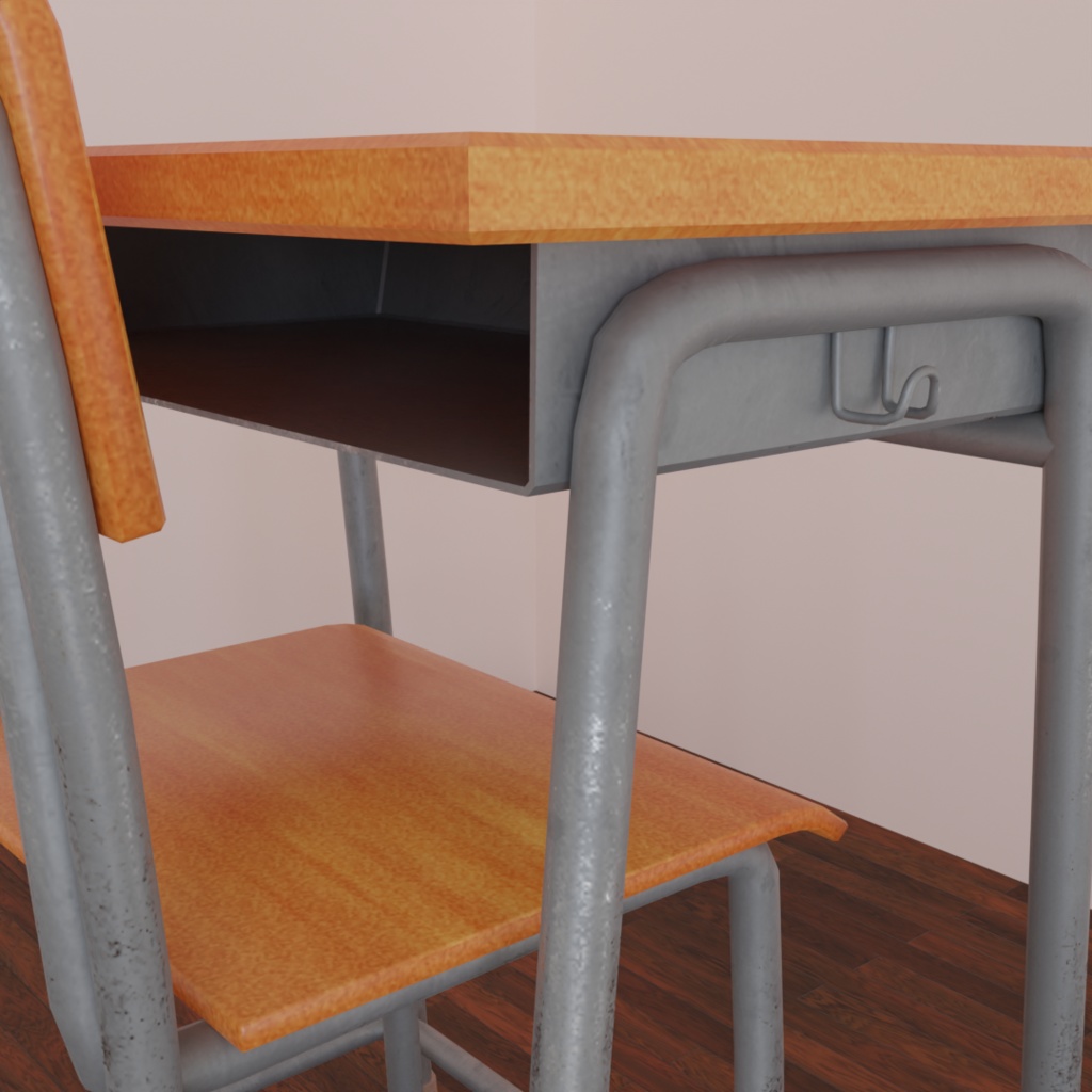 学校の椅子と机(3Dデータ)