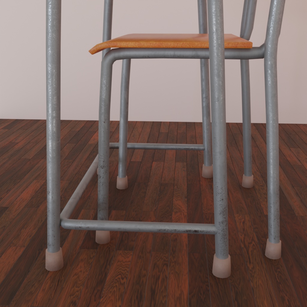 学校の椅子と机(3Dデータ)