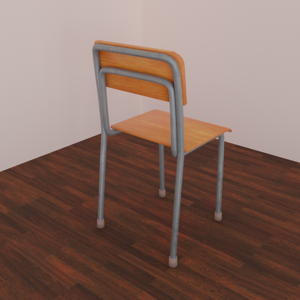 学校の椅子と机(3Dデータ)