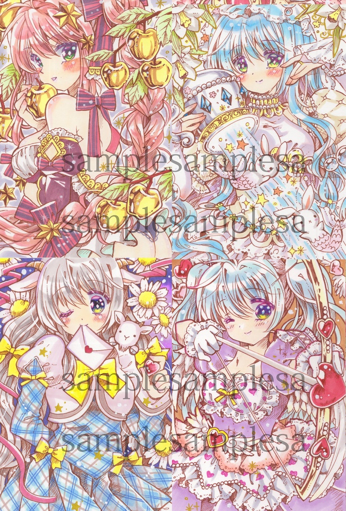 12星座の煌めき:12星座イラストフォトカード コンプリートセット 写真サイズ