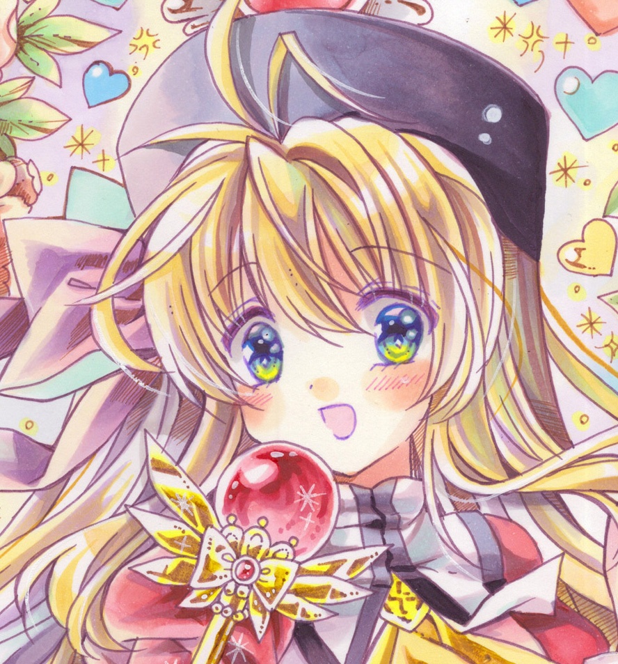 【太陽雪音】原画1枚+モノクロ複製イラスト3枚 4点セット創作キャラクター 手描きイラスト オリジナル 一点物 アナログ