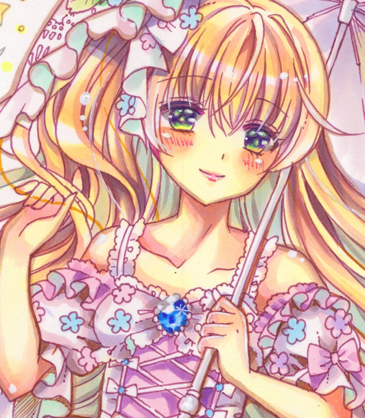 B5原画 水面の紫陽花花嫁 手描きイラスト オリジナル 創作 一点物 アナログ