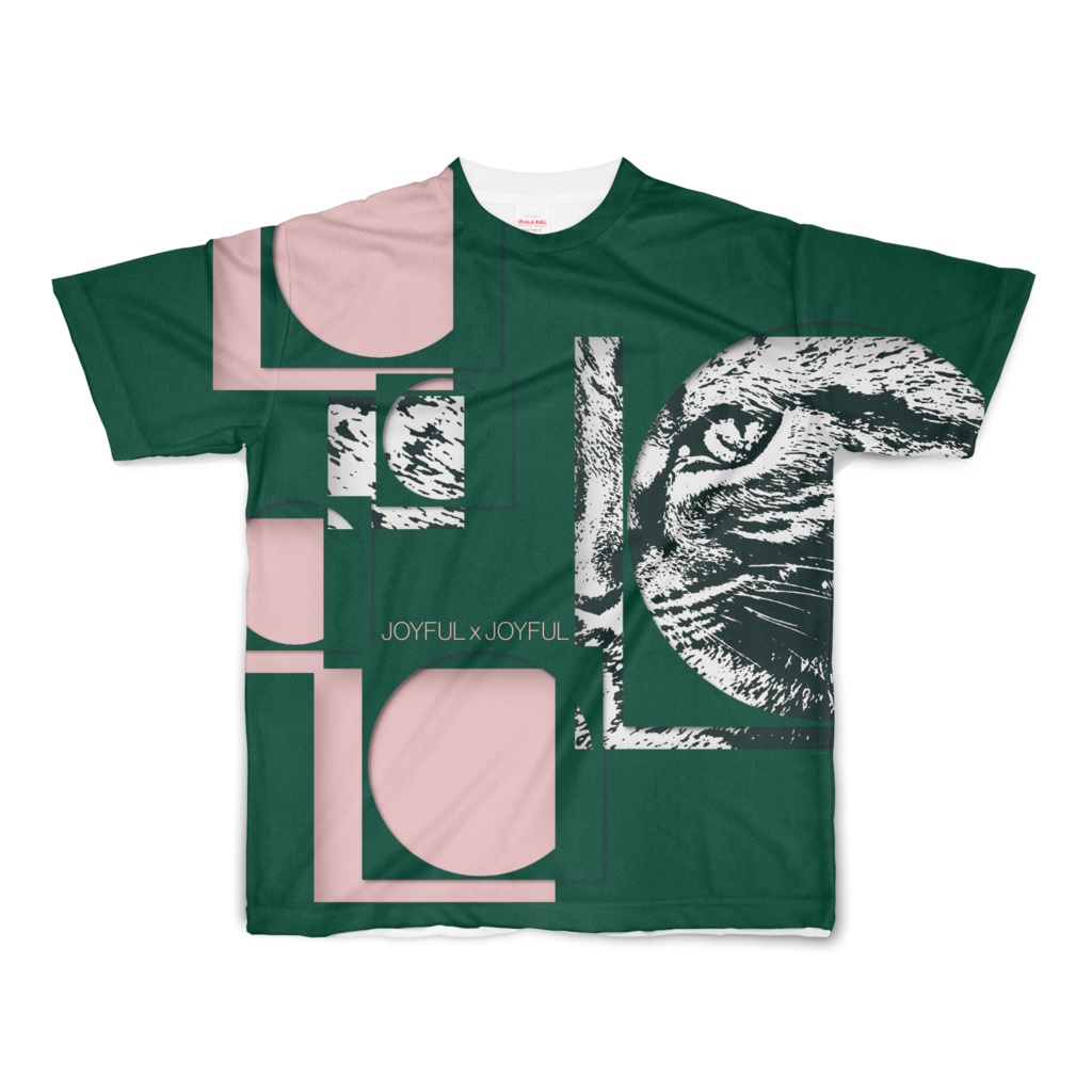 JOYFUL x JOYFUL 目ヂカラ猫 外緑内桃 フルグラフィックTシャツ