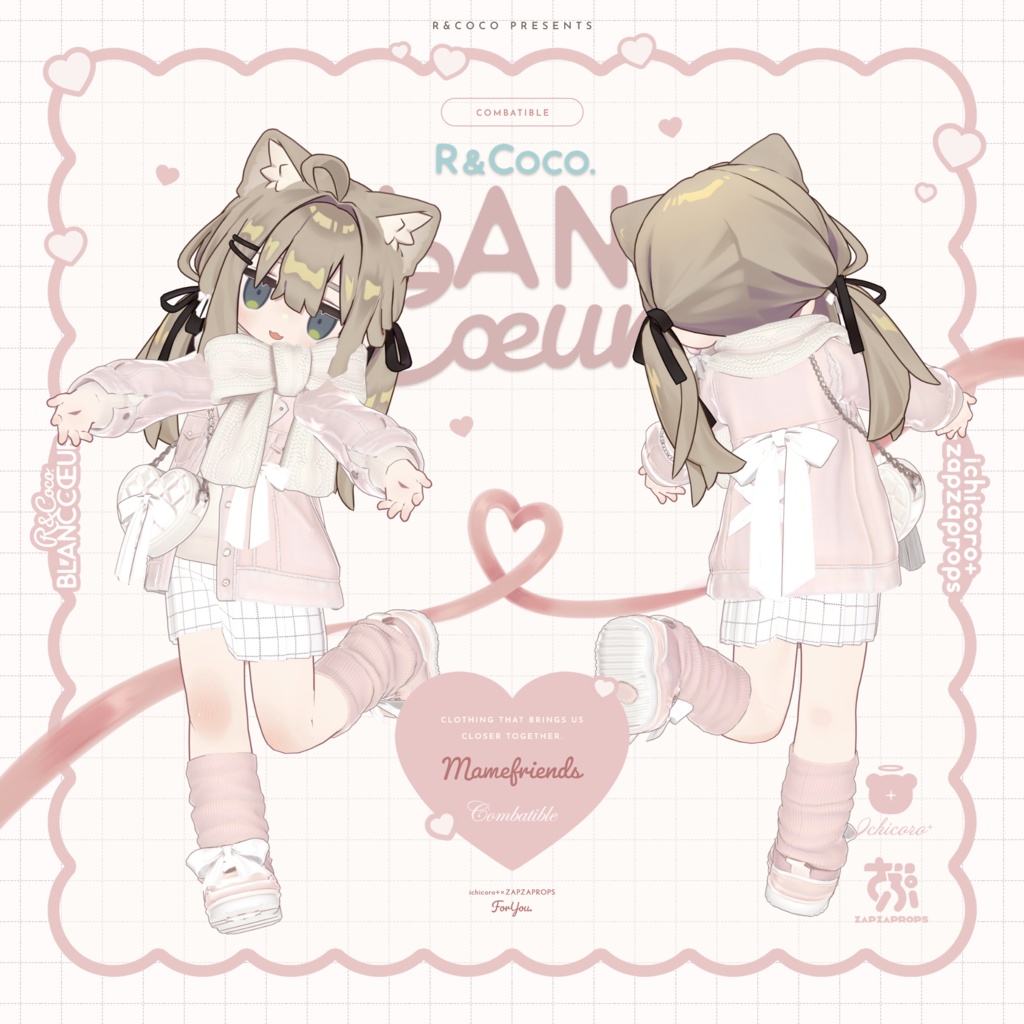 cancan☆フラットポーチ♥️可愛い帽子が似合う彼女A（B~D順次出展） ポーチ 猫 スクエア 化粧ポーチ ネコ柄 キャッツガーデン 大容量