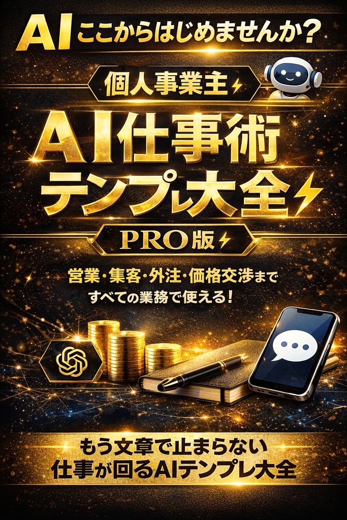AIここからはじめませんか？  個人事業主AI仕事術テンプレ大全【PRO版】  営業・集客・交渉・外注・クレーム対応まで完全網羅
