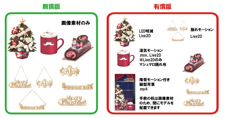 【Live2D素材】動く縦型背景あり!クリスマス小物セット