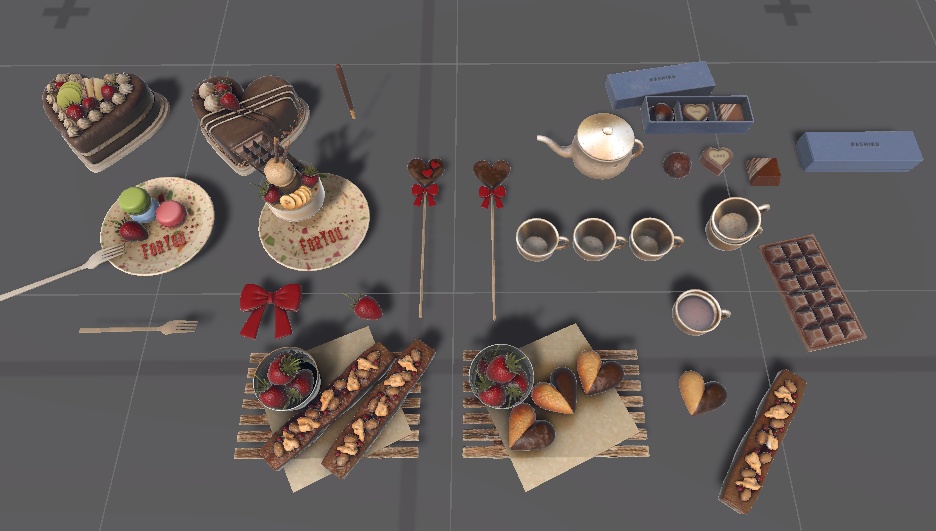 【3D素材】3Dバレンタイン小物24点