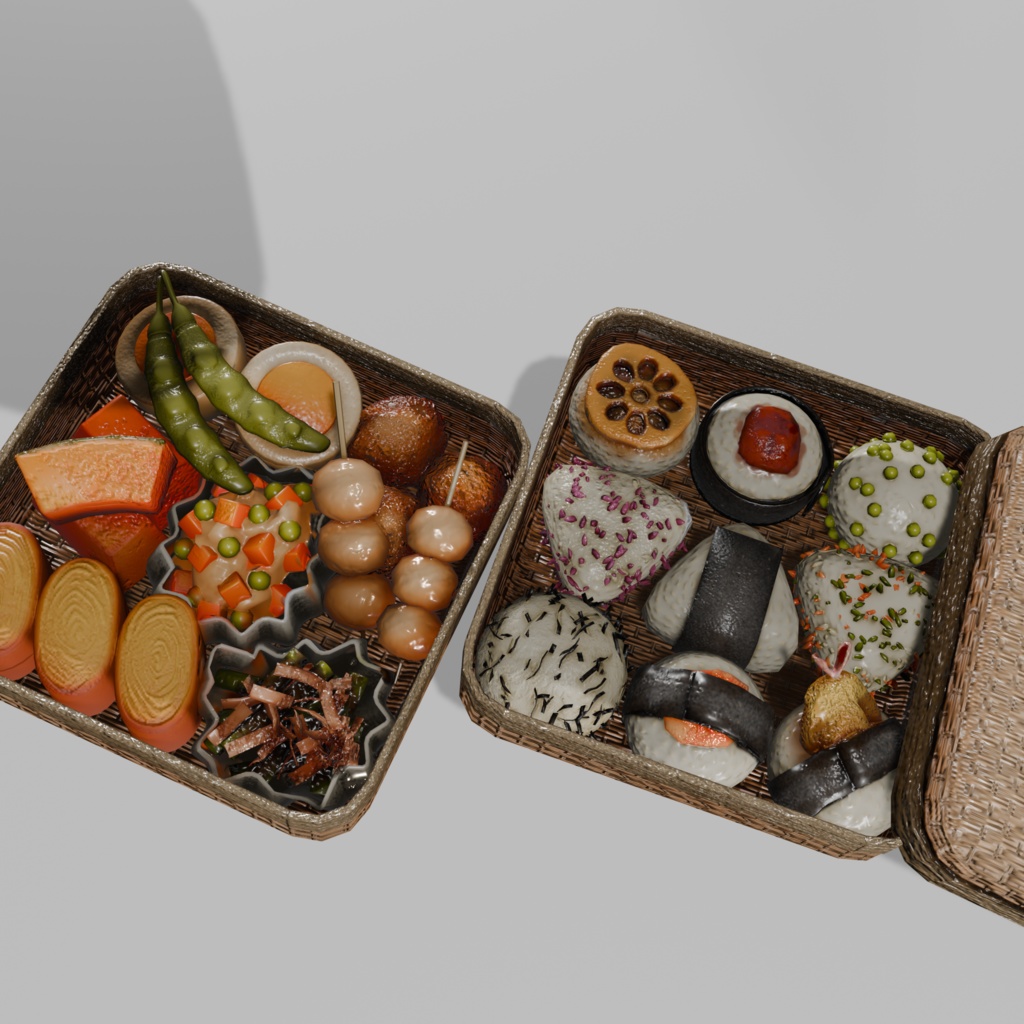 【3D小物】3Dお花見小物おにぎり弁当セット