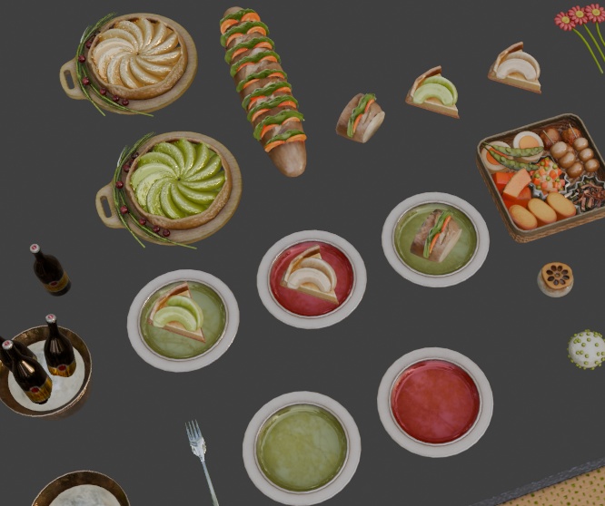 【3D小物】3Dお花見小物セットフルパック34点