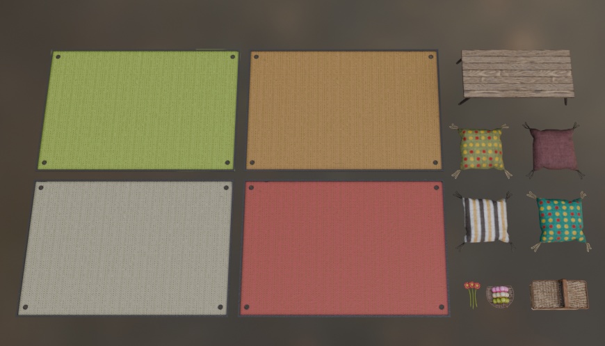 【3D小物】3Dお花見小物家具セット