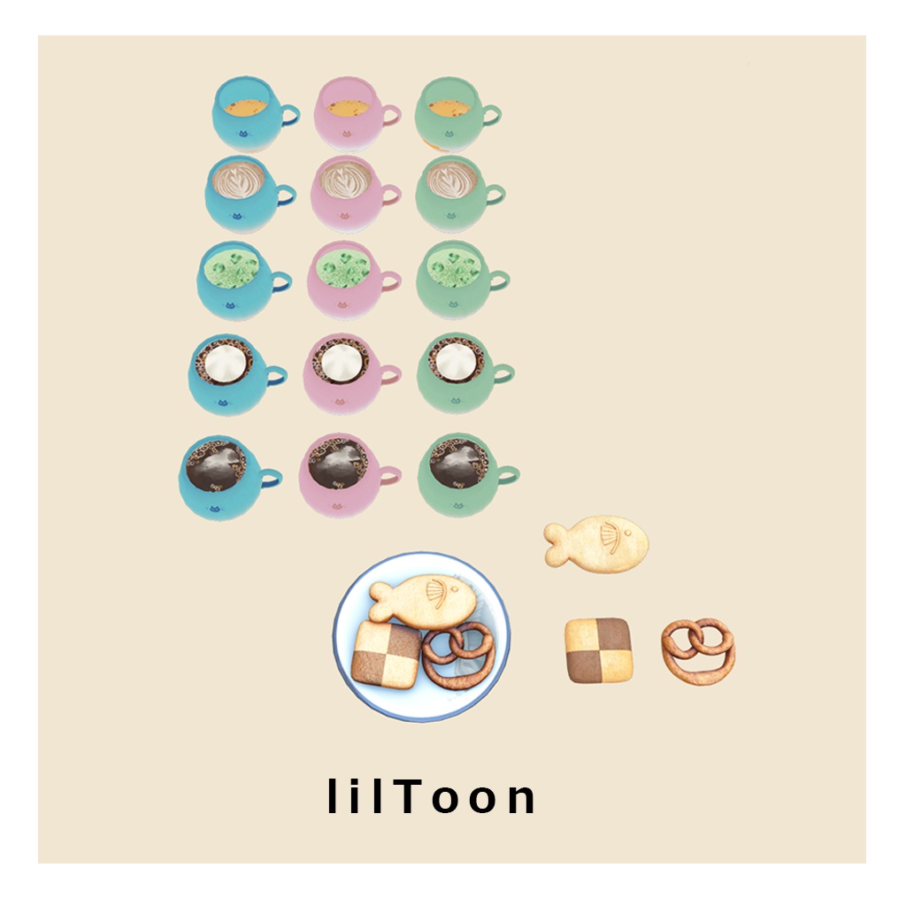 【3D】コーヒーとクッキー◆12点