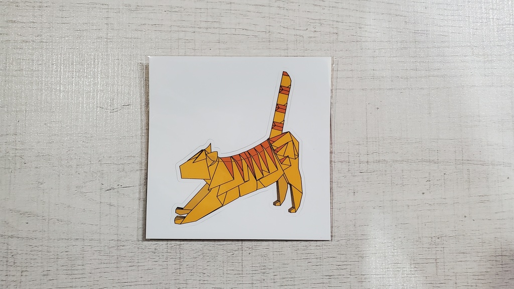 ステッカー 「猫と竜の折り紙展示会」