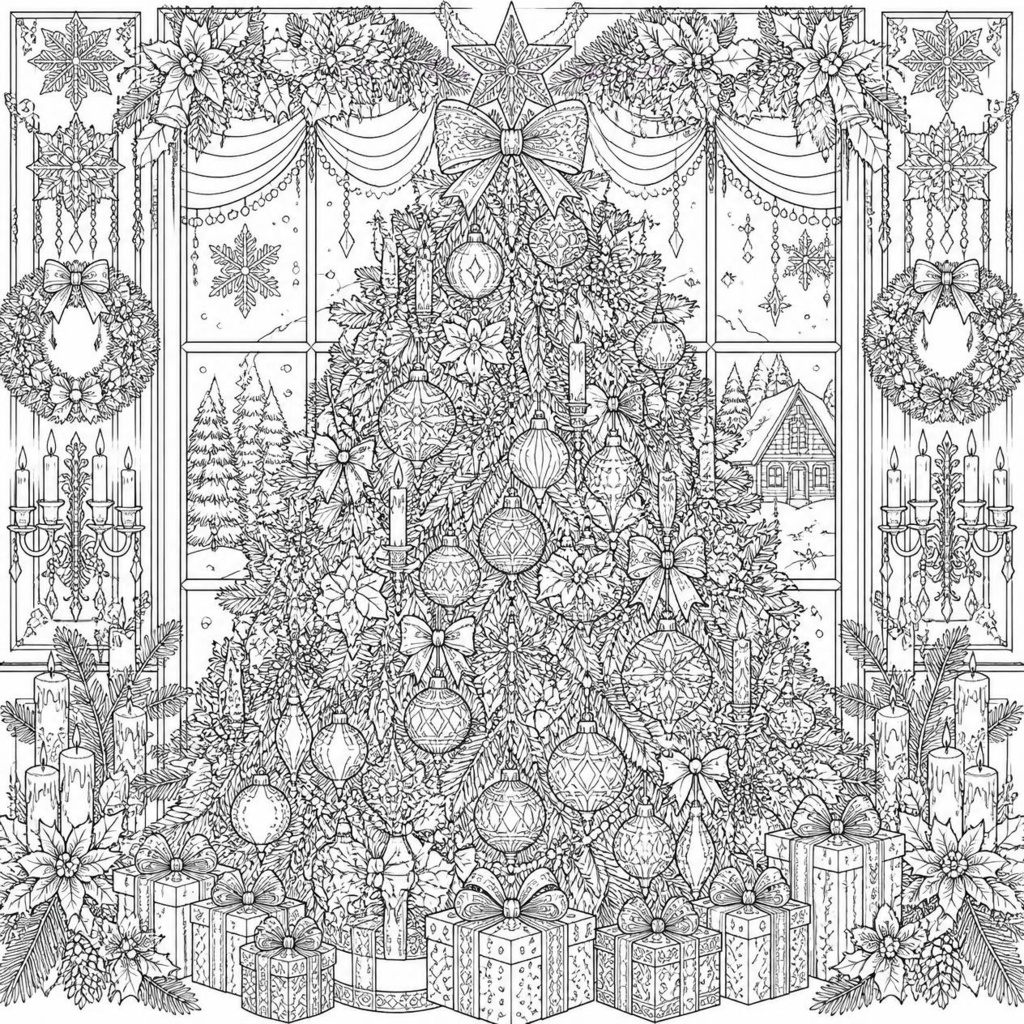 クリスマスぬりえ Level 1〜5|白黒線画5柄セット