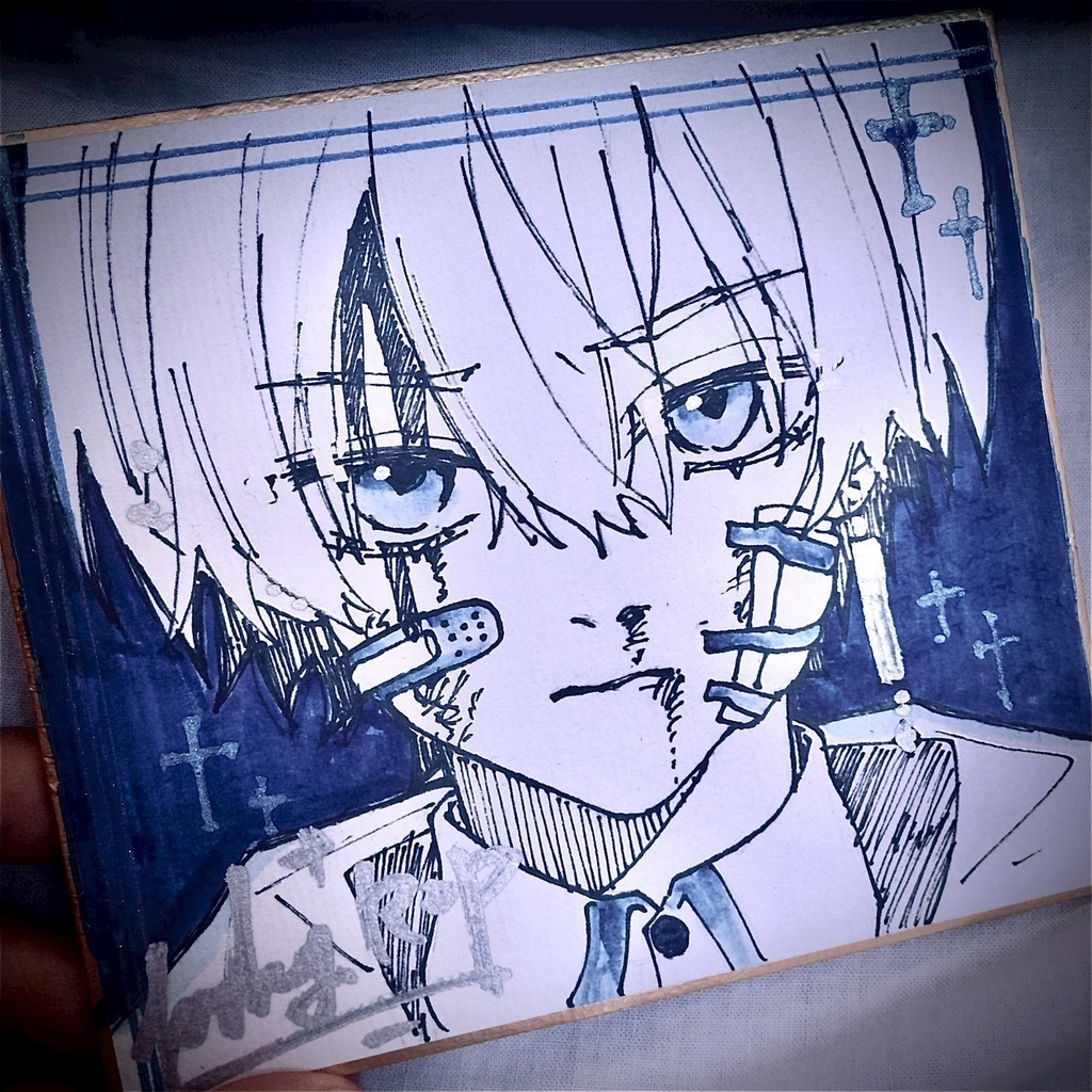 直筆イラスト色紙