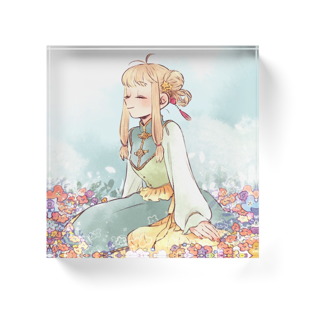 スクエアアクリルブロック/方形壓克力磚(大地と空のまにまに)