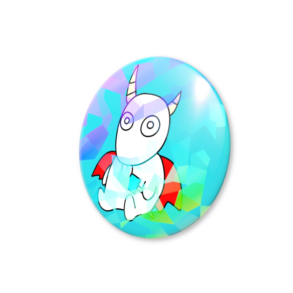 ヤギどらごん(ホログラム)ブルー缶バッジ44mm