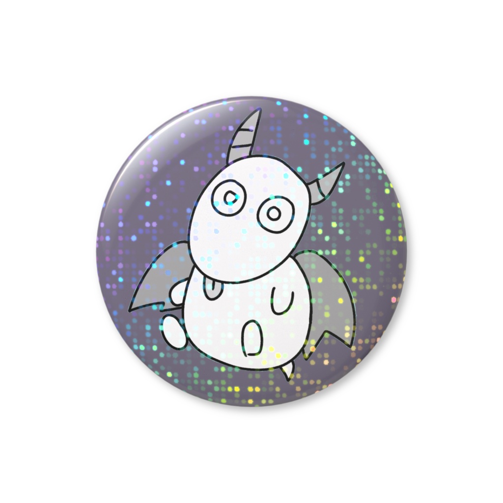 ヤギどらごん白黒（ホログラム）グレー缶バッジ44mm