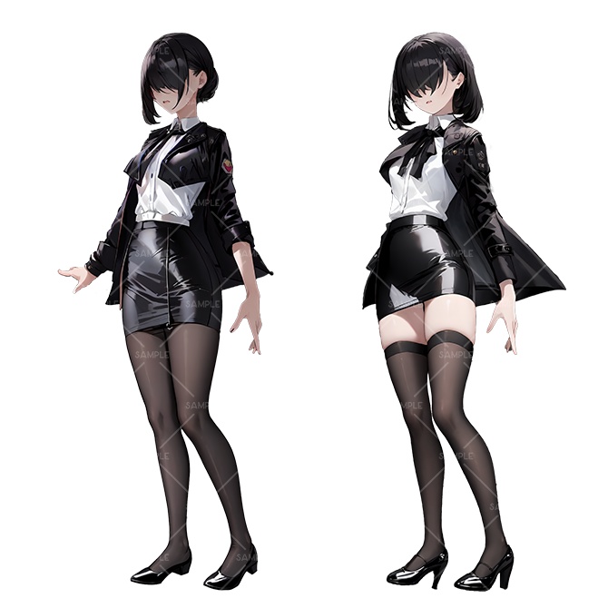 【立ち絵】素材No.3 女性2人セット 目隠れ スーツ TRPG CoC