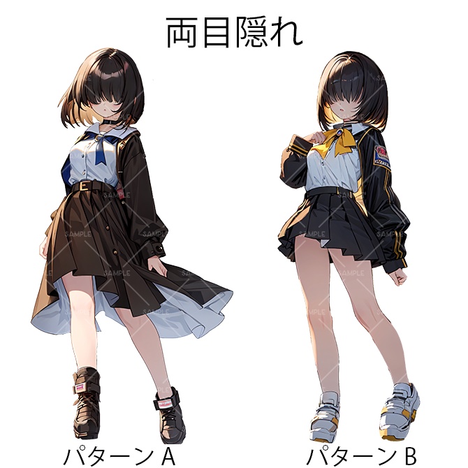 【立ち絵】素材No.4 女性2人x2パターンセット 目隠れ TRPG CoC