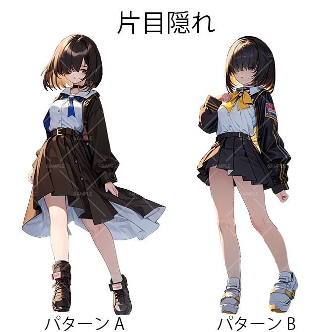 【立ち絵】素材No.4 女性2人x2パターンセット 目隠れ TRPG CoC