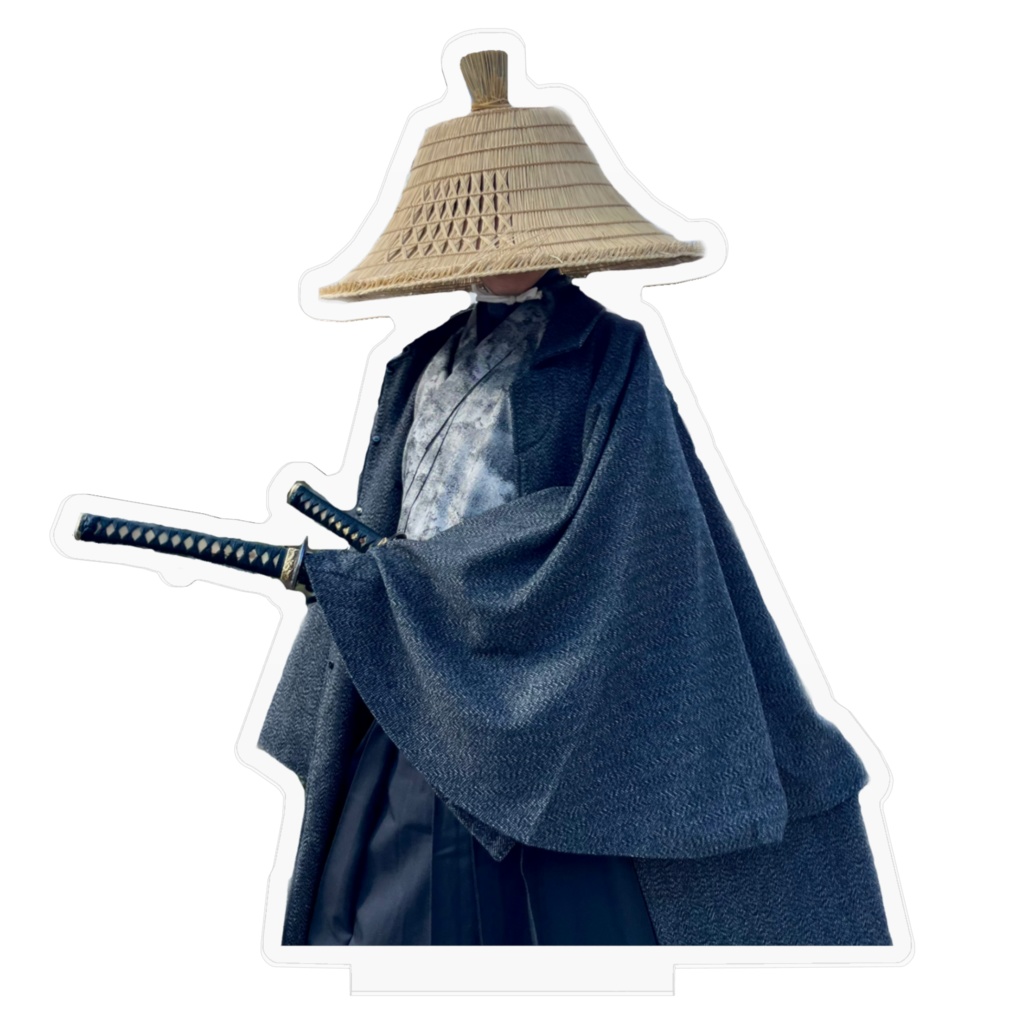 斜に構える浪人笠