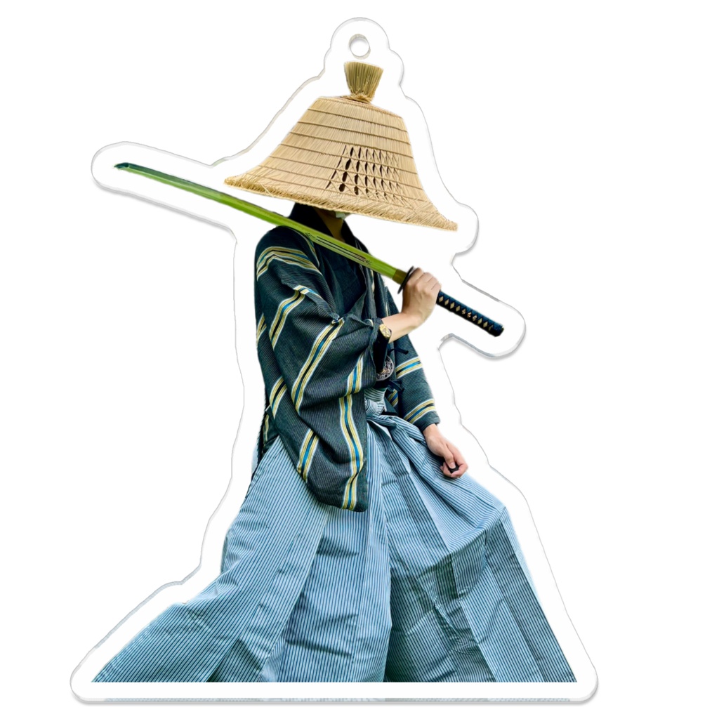 刀肩掛け浪人笠アクリルキーホルダー