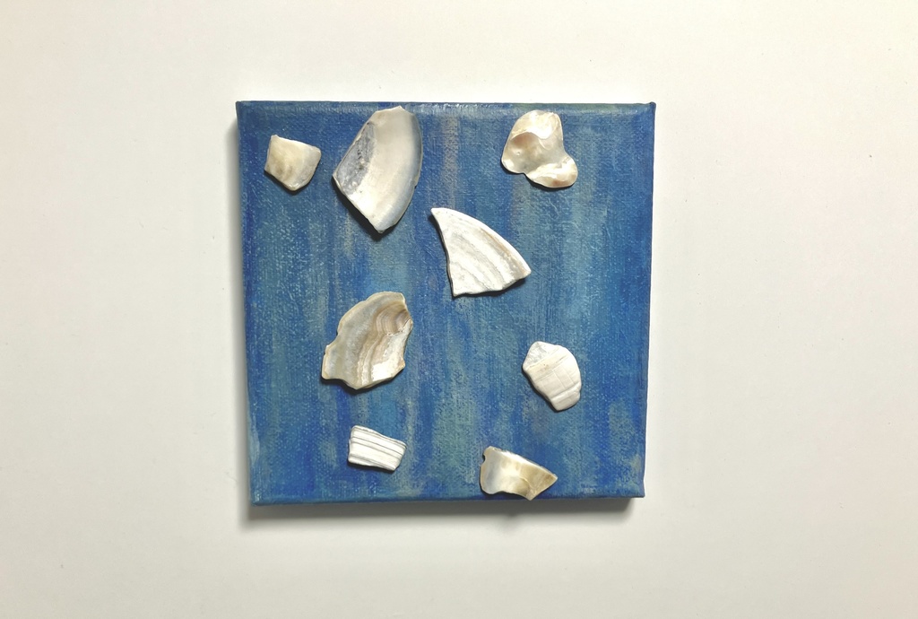 「貝の欠片と流れ」 アクリル 原画キャンバス