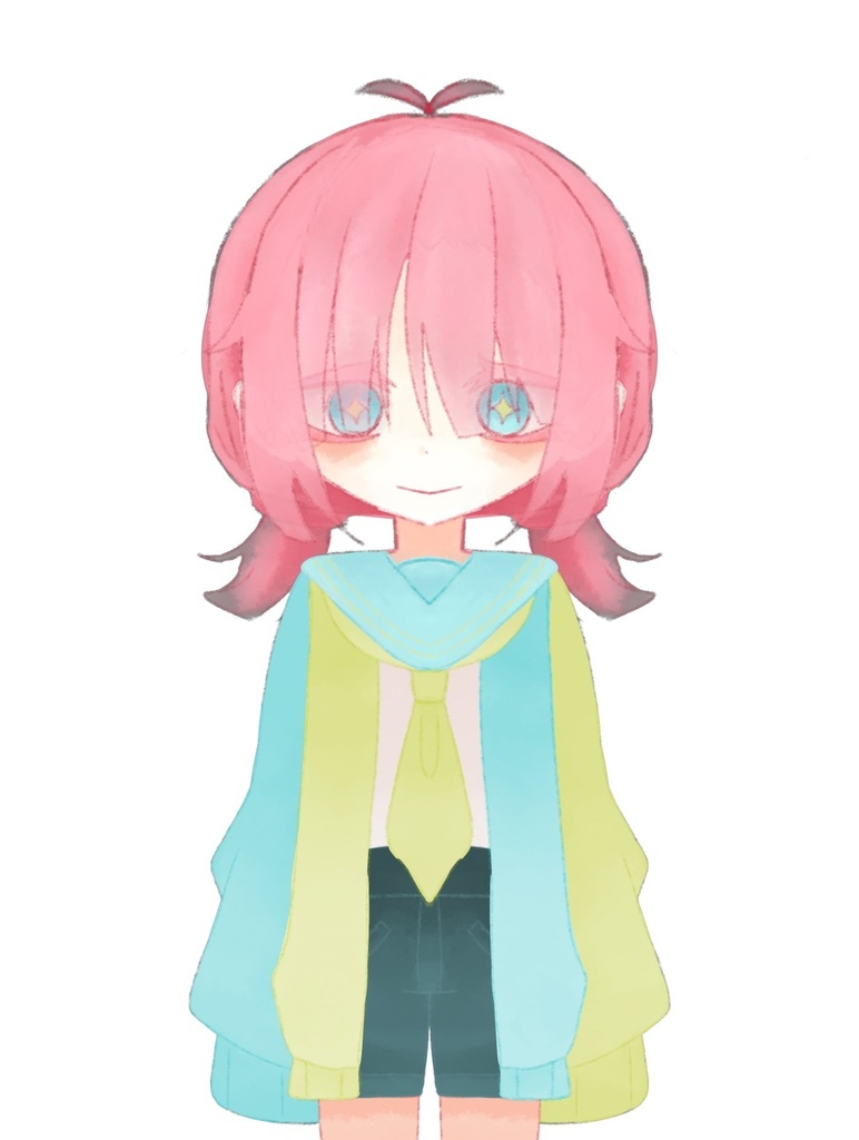 (Rigged) Pink-Haired Vibrant Colors, Half-body, Girl/Femboy Vtuber Model