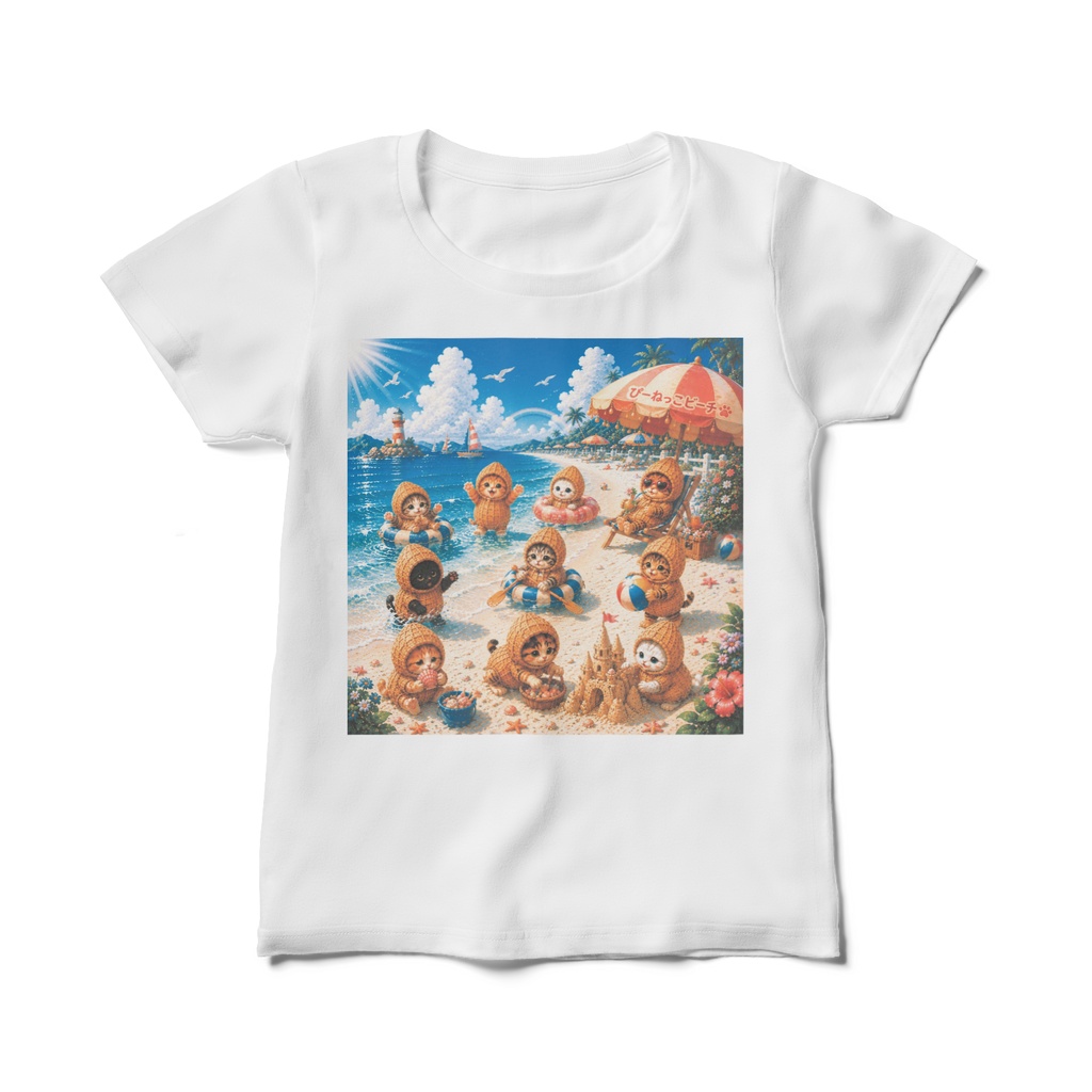 ぴーねっこビーチTシャツ(レディース)