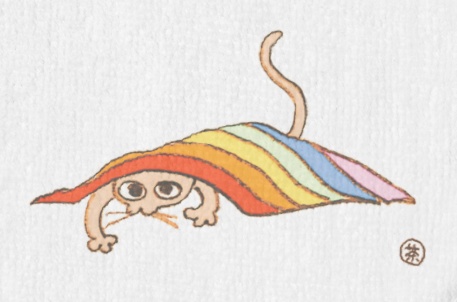 ミニタオル「レインボーねこ」