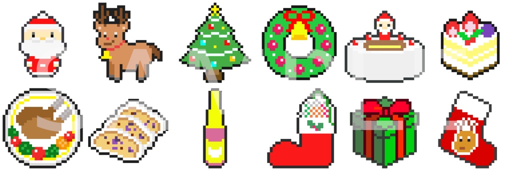 ドット絵・クリスマスアイコンセット