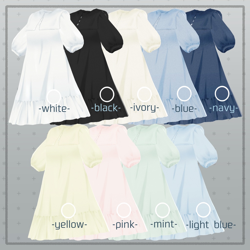 【#Vroid】チュールレイヤードシャツワンピース