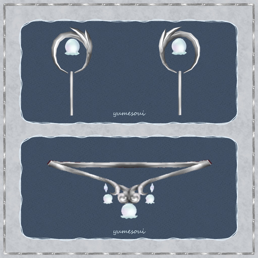 【#Vroid】3Dすずらんピアス ネックレス セット