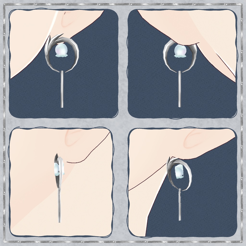 【#Vroid】3Dすずらんピアス ネックレス セット