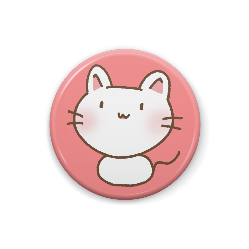 はるねこ缶バッジ（白）