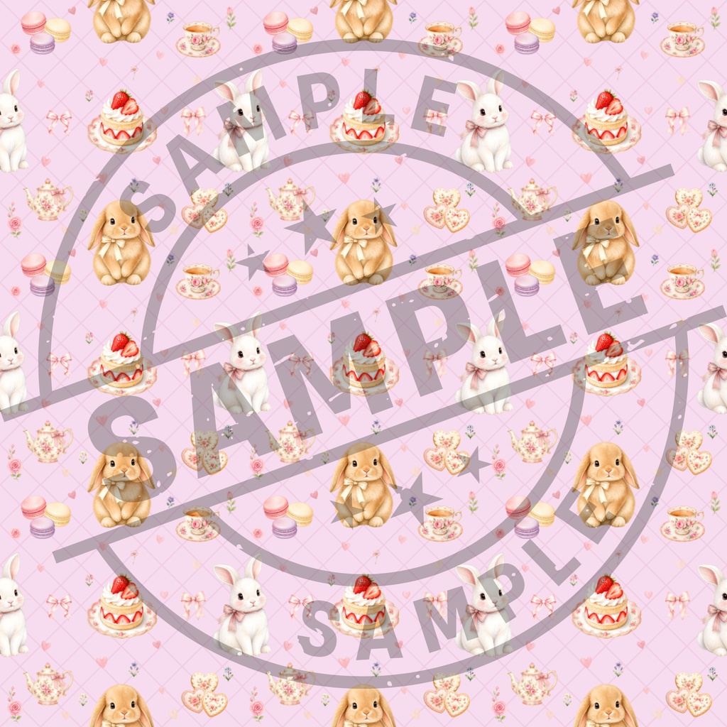 ウサギのアフタヌーンティー シームレスパターン 6色セット