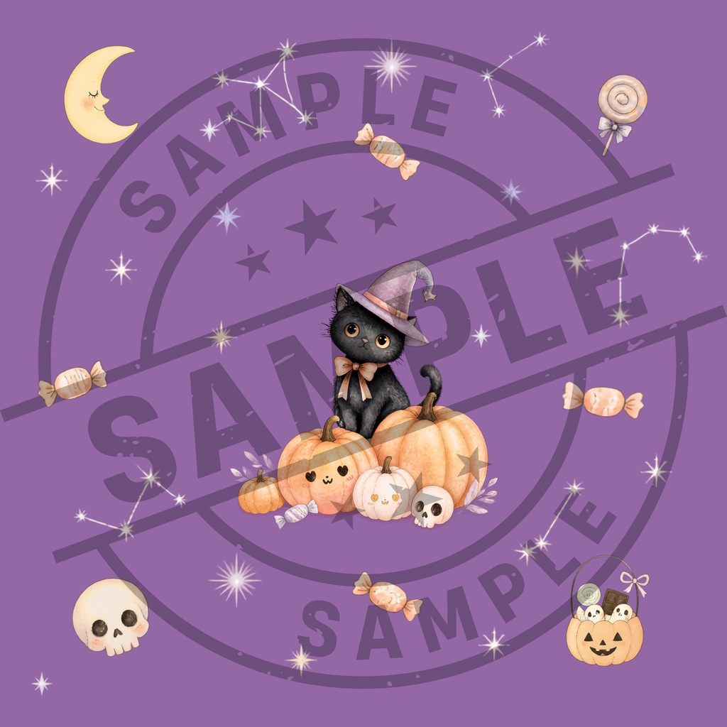 ハロウィンキャット シームレスパターン 10色セット