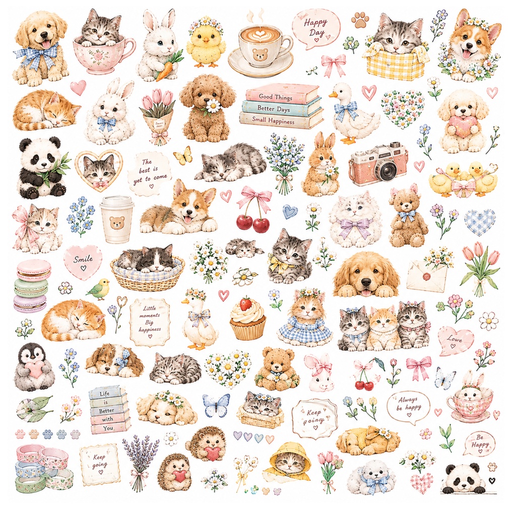 digitalpaper かわいい動物ラッピング4枚セット