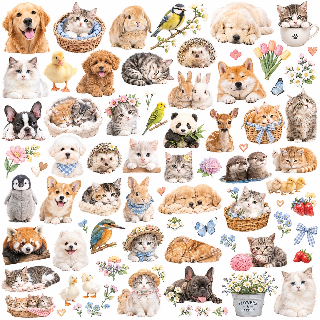 digitalpaper かわいい動物ラッピング4枚セット