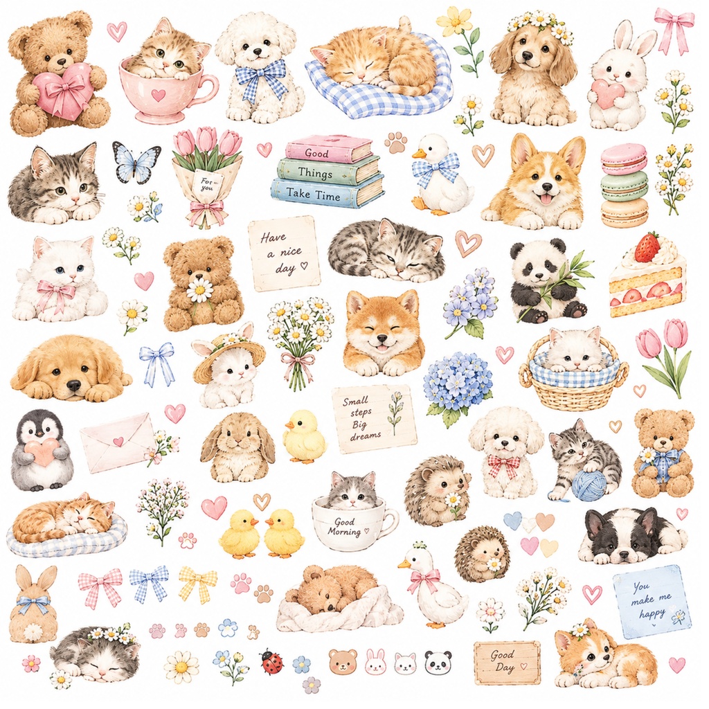 digitalpaper かわいい動物ラッピング4枚セット