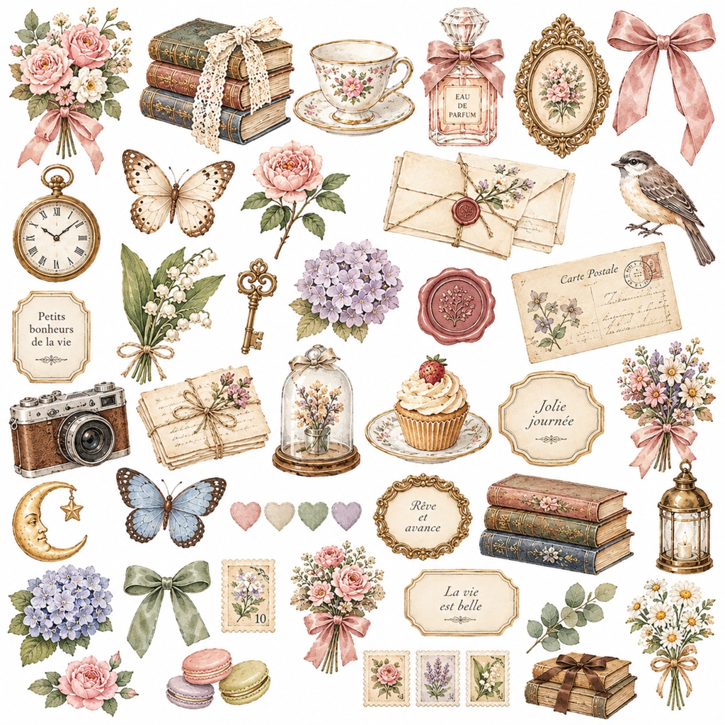 digitalpaper かわいいデコ素材5枚セット