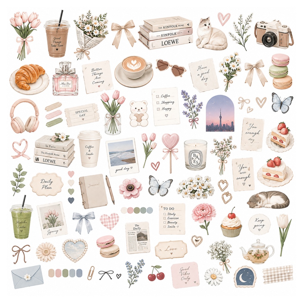 digitalpaper かわいいデコ素材5枚セット