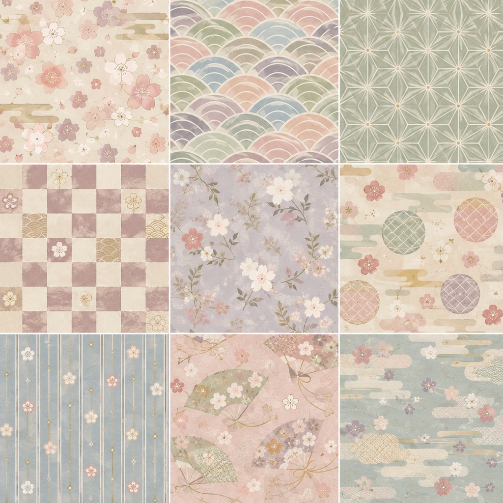 Retro ／digitalpaper／ 日本柄 ／レトロ ／10枚セット