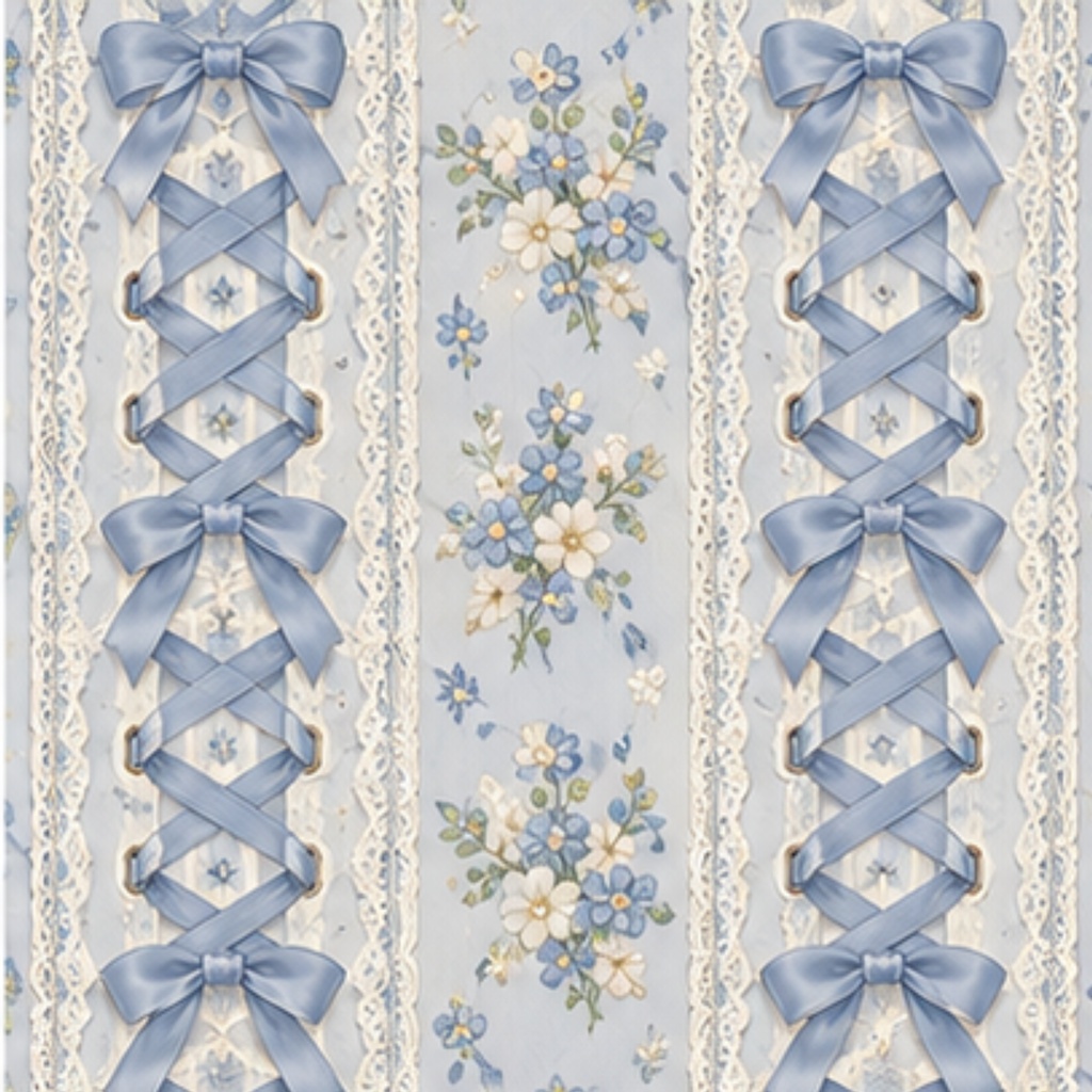 ribbon lacing digitalpaper かわいい 編み上げリボン柄 コラージュ 9枚セット