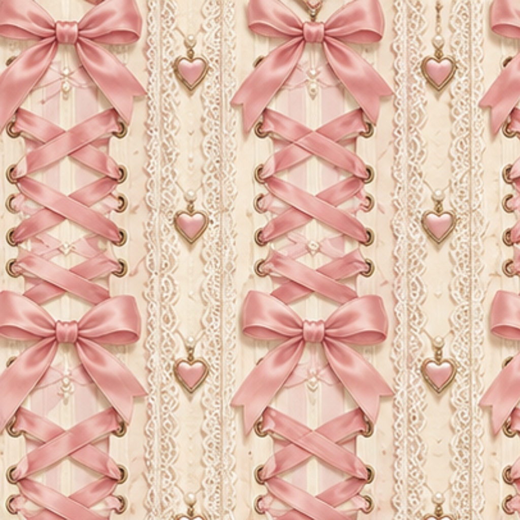ribbon lacing digitalpaper かわいい 編み上げリボン柄 コラージュ 9枚セット