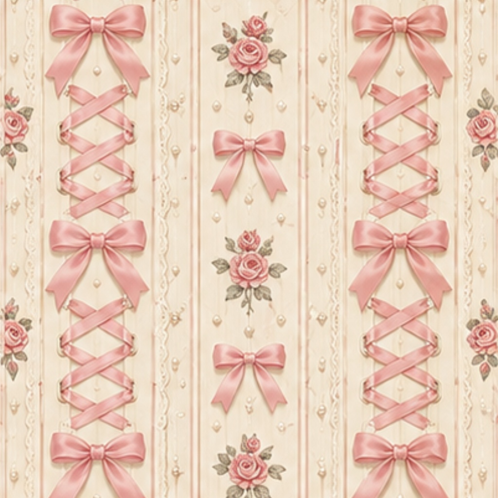 ribbon lacing digitalpaper かわいい 編み上げリボン柄 コラージュ 9枚セット