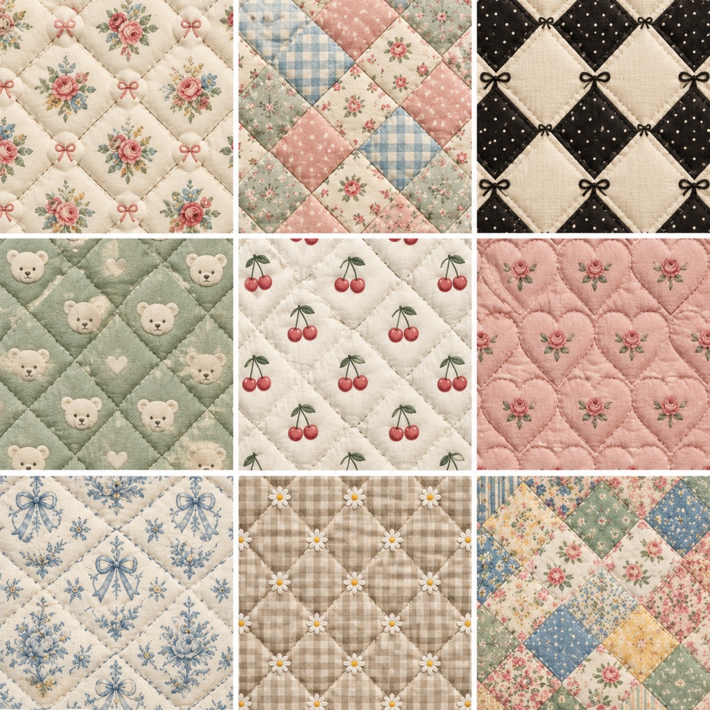 quilting pattern digitalpaper かわいい キルティング柄 ラッピング 9枚セット